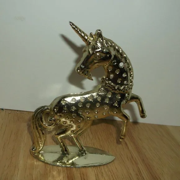 vintage metal unicorn earring holder